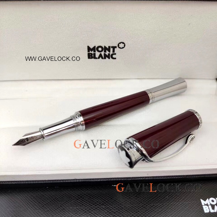 Wholesale AAA Montblanc Grace de Monaco Fountain Pen Dark Red Silver